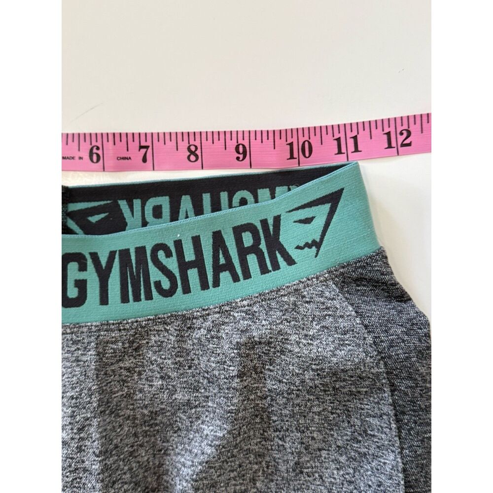 Gymshark Flex Leggings Gray Teal Waistband Stretch Knit Shaping Athletic Gym Sm - Picture 14 of 14
